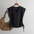 thumbnail image 3 of AherBiu Crop Tank Tops for Women V Neck Side Drawstring Sleeveless Slim Summer Cami Shirts Blouse, 3 of 4