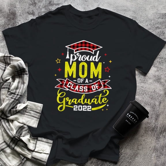 Graduate Proud Mom of a Class of Graduate Plaid, Small, Black