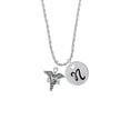 thumbnail image 2 of Delight Jewelry Silvertone Caduceus - LPN Silvertone Script Initial Disc - N - Charm Necklace, 20"+3", 2 of 4