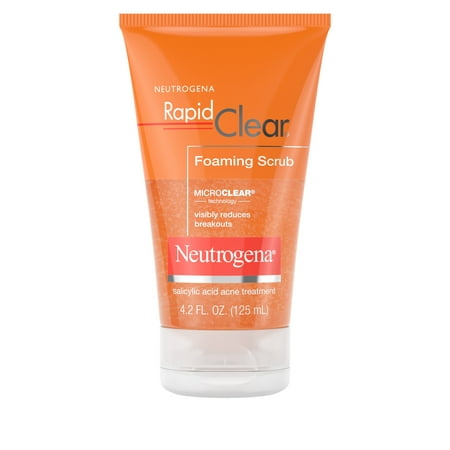 Facial Creamy Scrub - Neutrogena Rapid Clear Foaming Salicylic Acid Facial Scrub, 4.2 fl. oz
