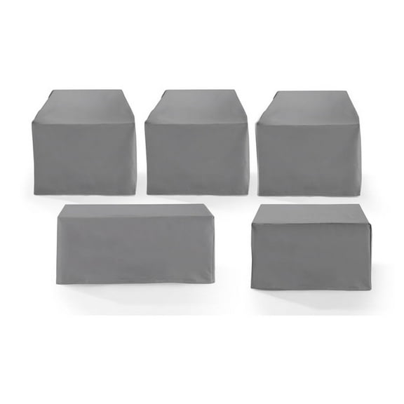 Outdoor Furniture Cover Set - 5 Piece Patio Covers - Gray Vinyl