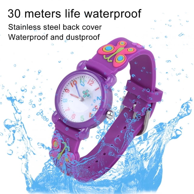 Reloj Impermeable De Dibujos Animados Para Niños Lindo Patrón Exquisito Para Niños Reloj De Pulsera De Muñeca De Color Púrpura Rosa Rojo Pvc Acrílico PC De Acero Inoxidable