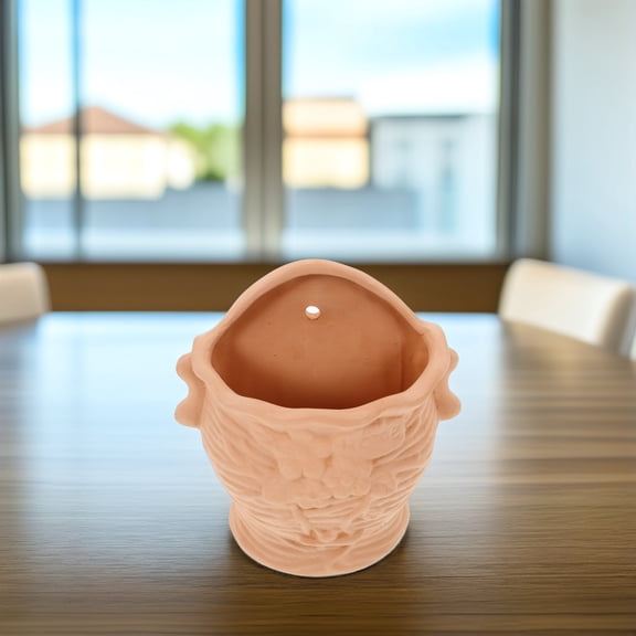 DEEPCRAFF Indoor Flower Pot Holder Wall Mounted Planter Light Brown Clay 1Pack