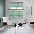 thumbnail image 4 of Teal Black Boho Kitchen Curtains Sets for Windows 36 Inch Length, Vintage Ethnic Tribe Abstract Art Rod Pocket Window Treatments Tier Curtains and Valances Set for Bedroom/Bathroom, 4 of 8