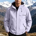 thumbnail image 4 of Mens Waterproof Jacket Hooded Windproof Zipper Drawstring Outdoor Jacket With Pocket Solid Color Lightweight Winter Fall Windbreaker Outerwear, 4 of 9