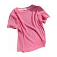 thumbnail image 2 of Babcutegg Girls Summer Short Sleeve T-Shirt – Breathable Ice Silk Solid Color Ribbed Top for Casual Everyday Wear and Warm Weather Comfort Hot Pink Size 4, 2 of 5
