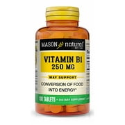 Mason Natural Vitamin B1 (Thiamin) 250 mg - Healthy Conversion of Food into Energy, Supports Nerve and Immune Health, 100 Tablets
