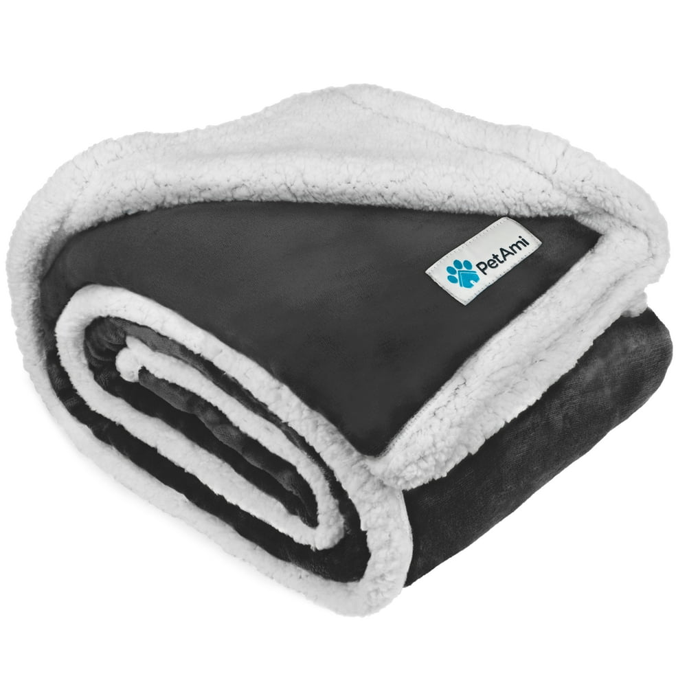 PetAmi Dog Blanket, Sherpa Dog Blanket | Plush, Reversible, Warm Pet Blanket for Dog Bed, Couch