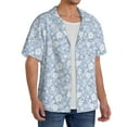 thumbnail image 2 of Kdxio Men's Hawaiian Shirt for Men Short Sleeve Shirt Gray White Floral Summer Casual Holiday Beach Button Down T-Shirts, 2 of 7