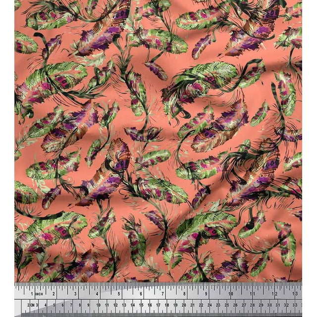 Soimoi Tissu Poly Georgette Feuilles & Texture Tissu Imprimé 1 Yard 52 Pouces de Large