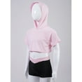 thumbnail image 5 of iiniim Kids Girls Sports Suit Sleeveless Vest Cropped Hoodie with Match Shorts Workout Exercise Tracksuit A Pink 8, 5 of 7