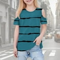 thumbnail image 3 of HADST Girls' Print Cold Shoulder T-Shirts, Short Sleeve Crew Neck Casual Tops, Trendy Summer Tees for Daily Wear, 3 of 8