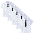 thumbnail image 1 of Odeerbi 2-15 Años Chicos Niñas Manga Corta Camisas de Vestido 5 Paquete de Algodón Uniforme Escolar Camisas Con Arco / Corbata, 1 of 9