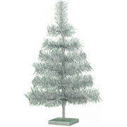 EST. LEE DISPLAY L D 1902 24" Silver Christmas Trees Artificial Aluminum Brush Branches Classic Tinsel Feather Tree Tabletop Christmas Decoration Tree Wood Base Stand Included (Silver)