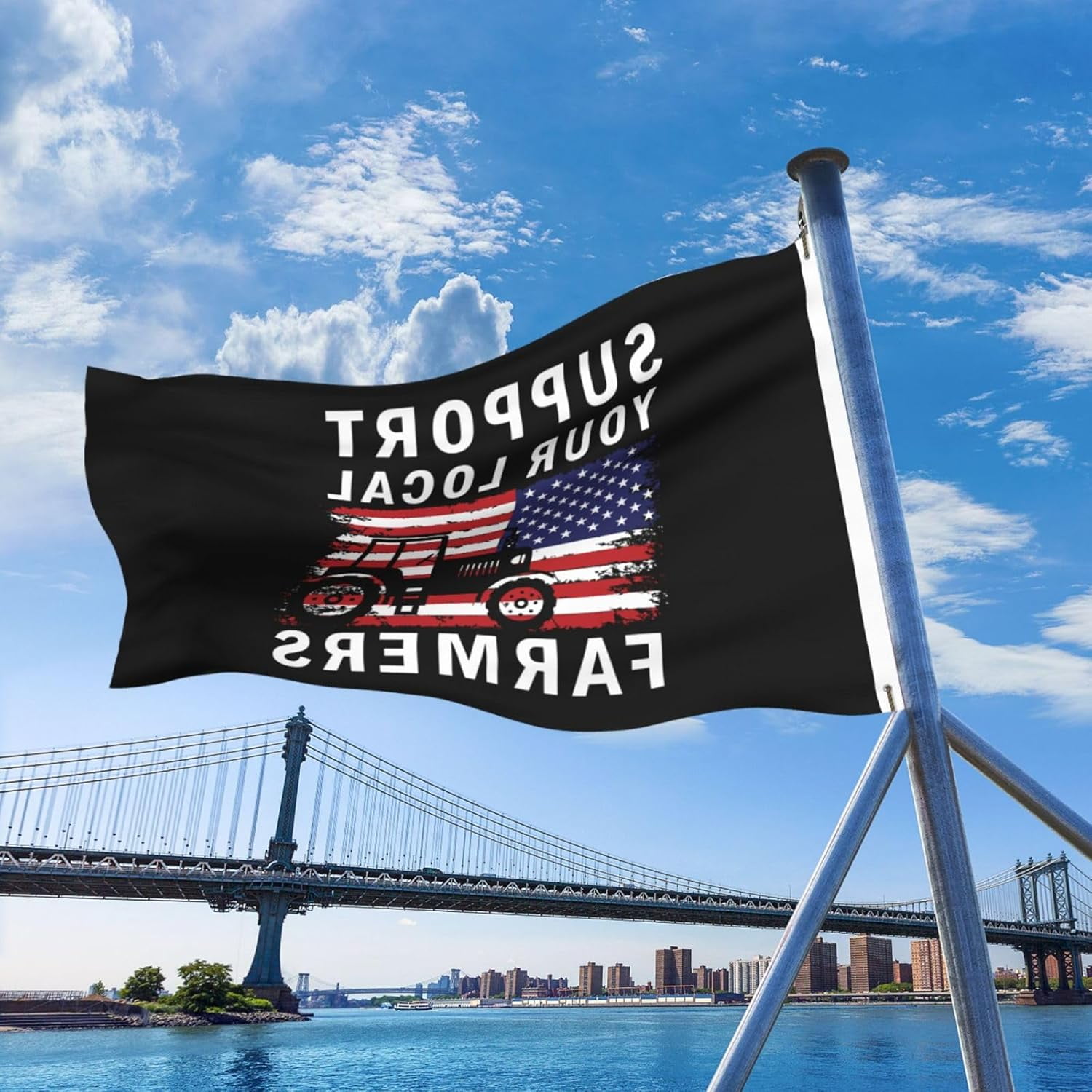 Support Your Local Farmers Usa Flag Flag 5x8 Ft Double-Sided Flags Outdoor Large Size Heavy duty Decorative Banner Du