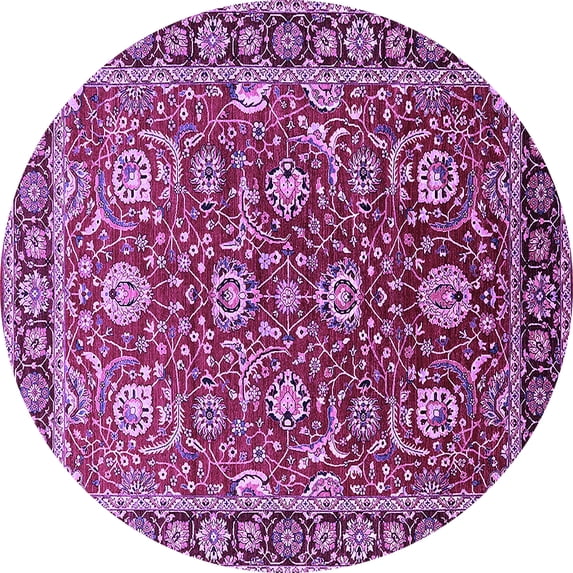 Ahgly Company Indoor Round Oriental Purple Traditional Area Rugs, 6' Round