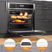 Sunmaki Electric Single Wall Oven 24 Inch , 2.5 Cu. Ft Electric Built-in Convection Oven LED Digital Display Touch Control Timer Alarm Clock Child Lock for Kitchen