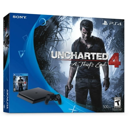 Sony PlayStation 4 Slim 500GB Uncharted 4 Bundle, Black,