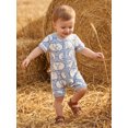 thumbnail image 5 of BemeyourBBs Western Baby Spring Summer Fall Clothes Newborn Baby Boy Girl Cowboy Cowgirl Outfit Romper Horse Print Short Sleeve Zip-up Full Length Jumpsuit, 5 of 9