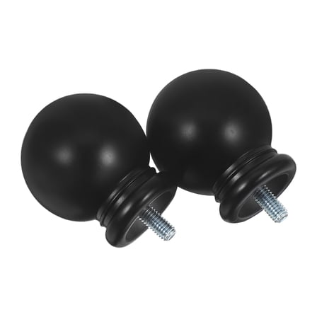 LEORX 2Pack Curtain Pole Finials Black Plastic For Enhancing