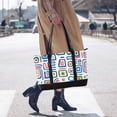 thumbnail image 4 of FORMRS Canvas Laptop Tote Bag for Women with 15.6" Computer Compartments Shoulder Handbag, Blue Retro Pattern, 4 of 7