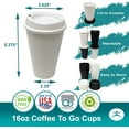 thumbnail image 2 of Rolling Sands USA Made 16 oz Reusable Coffee Cups with Lids 24 Pk, To Go Travel Cups, Hot or Cold Drinks, Dishwasher and Microwave Safe, White, 2 of 11