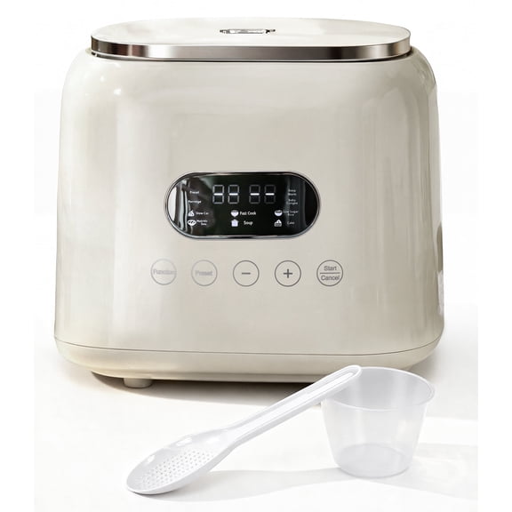 Casualife 3QT Rice Cooker with Starch-Reducing Steamer, 10-in-1 Multicooker with No-Coating Inner Pot and 24-Hour Timer, White