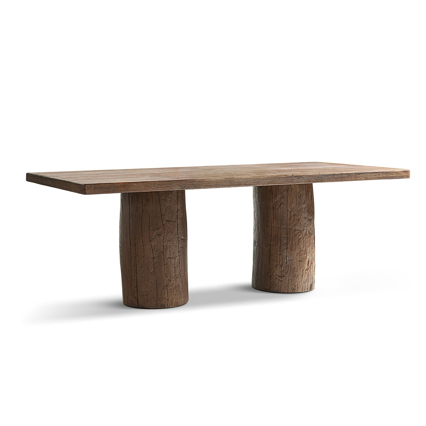 Arbor 84" Solid Reclaimed Elm Double Pedestal 8-Person Dining Table Heritage Medium-Dark Brown