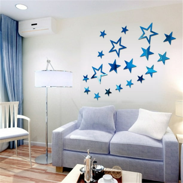 3D Star Multi-Couleur DIY Miroir Stickers Muraux Décoration de Bureau de Chambre à Coucher Mur
