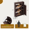 thumbnail image 4 of Rattan Shoe Cabinet Storage with 3 Flip Drawers and 4-Tier Cabinets, Freestanding Shoes Rack Organizer for Entryway, Closet, Narrow Shoe Rack Cabinet, 4 of 8