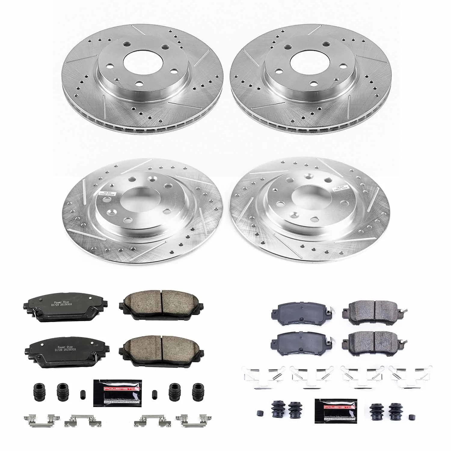 PowerStop Front and Rear Z23 Evolution Sport Carbon-Fiber Ceramic Brake Pad and Drilled & Slotted Rotor Kit Fits: MAZDA Select Models K7608
