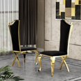 thumbnail image 4 of 5pc. Dining Set with Gray Marble Table and Black Velvet Chairs, 4 of 5