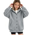 thumbnail image 4 of ZACPNCV Girls Snap‑Button Winter Hoodie Long Sleeve Loose Fit Hooded Sweatshirt Jacket with Pockets Kids Casual Outerwear for Fall Winter 7-8 Years, 4 of 7