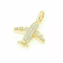 1.02 CT Round Lab-Created Diamond Airplane Shape Pendant With 14K Yellow Gold Plated Birthday gifts No Chain