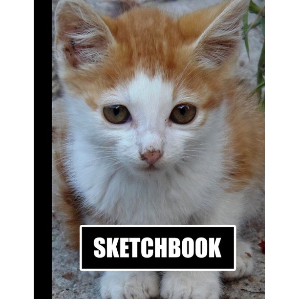 Sketchbook Cute Kitten Cat Cover Design White Paper 120 Blank