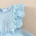 thumbnail image 5 of Huvoen Princess Dress Up for Girls 4-6 Girls' Summer New Short Sleeve Ruffled Lace Embroidery Mesh Princess Bow Skirt Crawling Suit Blue 6, 5 of 9