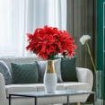 thumbnail image 3 of QYMHOODS Artificial Flowers 35 cm Artificial Silk Red Poinsettia Christmas Bouquet 4 Count, 3 of 12