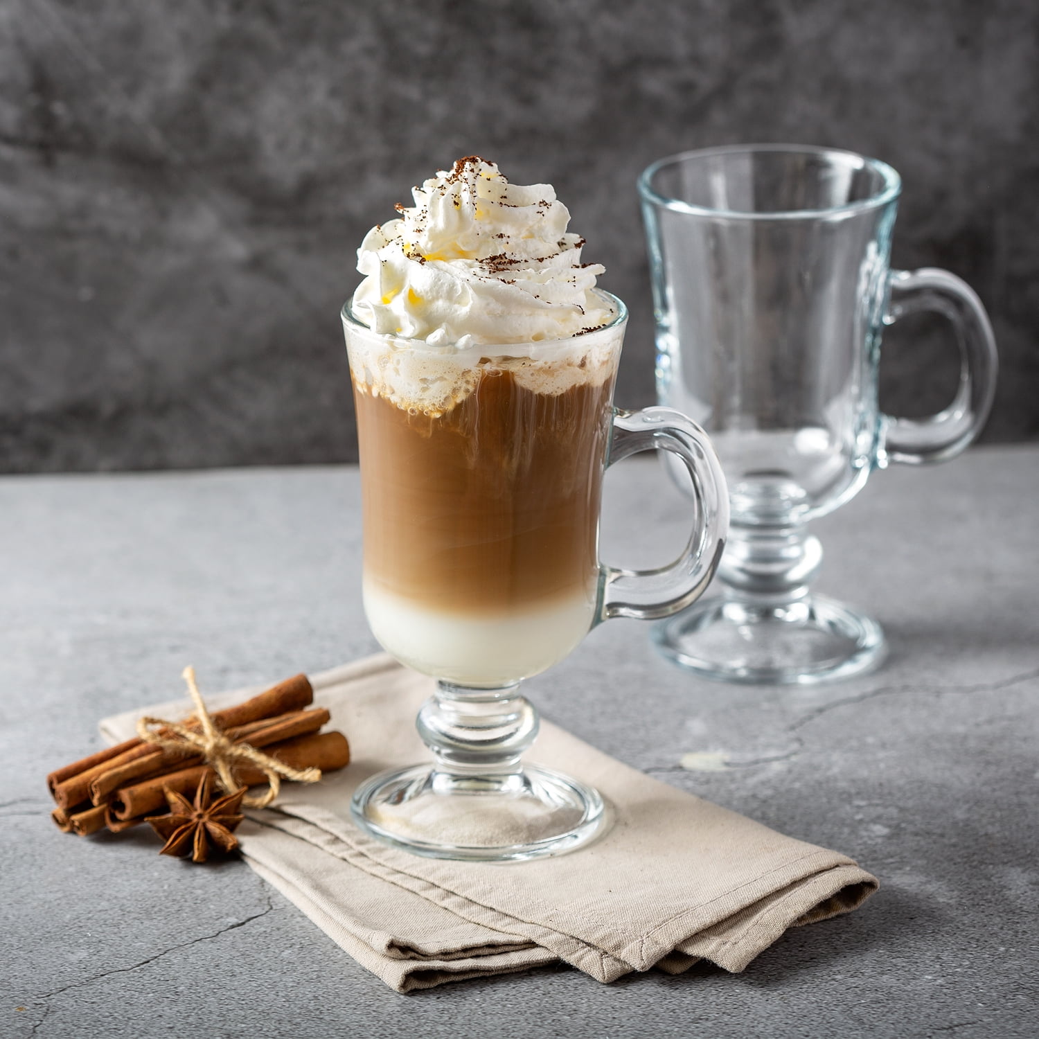 Crystalia Set of 2 Irish Coffee, Latte, Cappuccino and Hot Chocolate