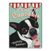 Retro Pets Refrigerator Magnet - Boston Cupcakes, Boston Terrier - Vintage Advertising Art - 2.5" x 3.5"