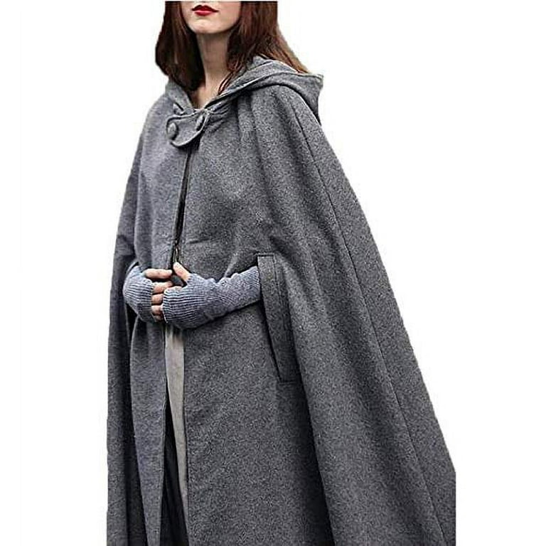 ■NICE CLAUP(ナイスクラブ)Hooded Variant Cape Cloak Coat Womens Long Cape Cloak Hooded Cloak Wool Blend Coat