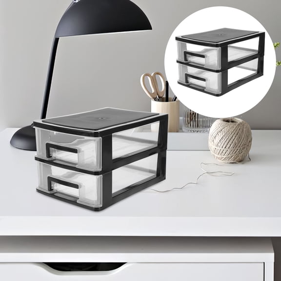 HEMOTON Sundries Storage Box with Drawer 21x15x13 Inches Organizer for Accessories and Small Items