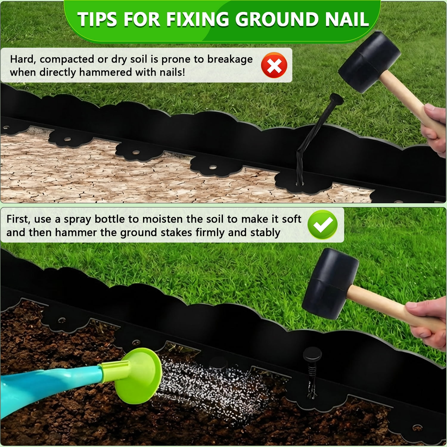 40FT Garden Edging, Heavy‑Duty Landscape Edging Border Kit with Elegant Cloud Design and 48 Anchoring Pegs, Paver Edging for Gardens, Lawn, Black
