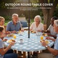 thumbnail image 3 of Round Outdoor Tablecloth with Umbrella Hole and Zipper, Blue Farmhouse Check Tablecloth with Elastic Waterproof, Buffalo Plaid Boho Vintage Rustic Patio Table Covers for 31" - 35" Picnic Pool Tables, 3 of 9