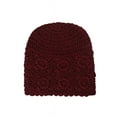 thumbnail image 4 of DLAPL Cotton Crochet Hat Handmade Knit Summer Slouchy Beanie Floral Skull Cap, Solid Burgundy, 4 of 5