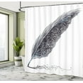 thumbnail image 5 of Ambesonne Grey Shower Curtain, Antique Feather Pen Art, 69"Wx75"L, Grey Black, 5 of 5