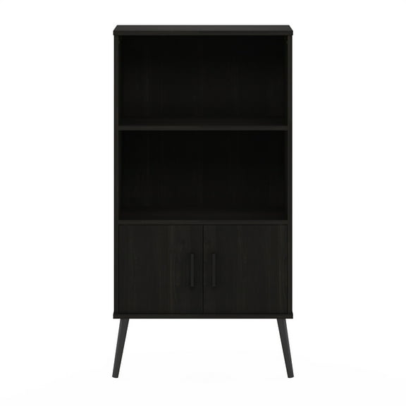 Furinno Claude Mid Century Style Accent Cabinet with Wood Legs, Espresso