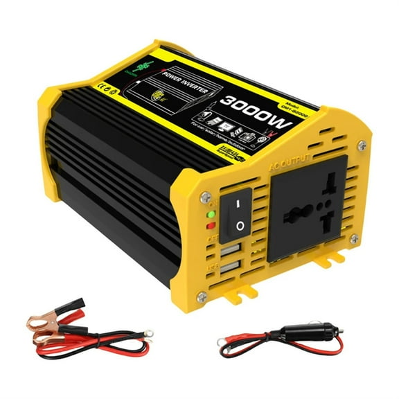3000W Intelligent Power Inverter DC 12V To AC /V Dual USB Car Charger Converter Modified Sine Wave Portable Power Inverter ,Easy to Use