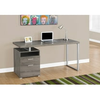 Computer Desk - 60"L / Dark Taupe / Silver Metal