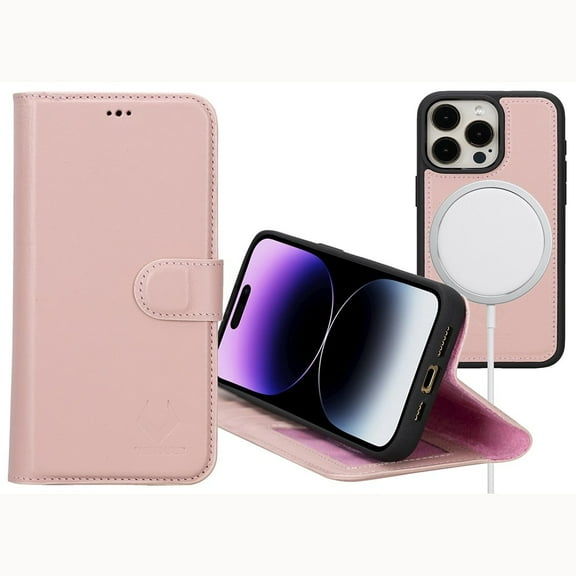 VENOULT Detachable Wallet Case Compatible with iPhone 15 Pro MAX, for Man or Women, Genuine Leather, Shock Proof TPU Frame, Luxury Folio Cover, Wireless Charge Support, RFID, First Class