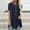 Navy, variant on QUINDOS Summer Women's Tshirt Blue Cotton Oversized Short Sleeve Tops for Women 2024 Crew Neck Button Solid Birthday Tops